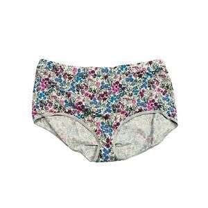 Cacique Extra Soft Full Brief Panty Purple Blue Floral Print Womens 26/28